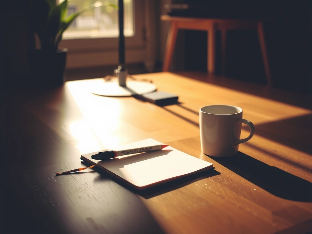 Espacio de trabajo minimalista con luz natural